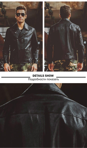 Lord Men's Leather Motorcycle Jacket-Mens Leather Jacket-Inland Leather Co.-Black-S-Inland Leather Co.