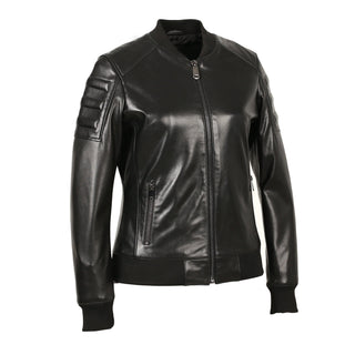 Lucilla Womens New Zealand Perfect Bomber Leather Jacket-Womens Leather Coat-Inland Leather Co.-Black-S-Inland Leather Co.