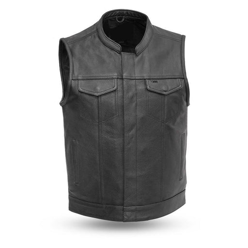 MKL - Blaster Men's Motorcycle Leather Vest-Men Motorcycle Vest-MKL Apparel-S-Black-MKL Apparel Inc