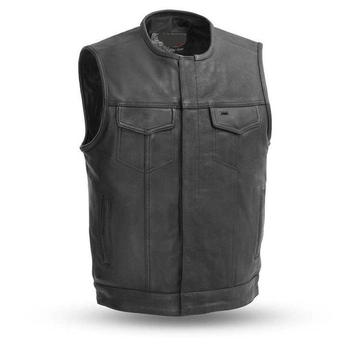 MKL - No Rival Men's Motorcycle Leather Vest-Men Motorcycle Vest-MKL Apparel-S-Black-MKL Apparel Inc