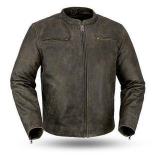 MKL - Men's Drifter Leather Motorcycle Jacket-Mens Motorcycle Jacket-MKL Apparel-S-Anthracite Grey-MKL Apparel Inc