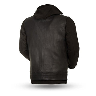 MKL - Men's Motorcycle Leather Vest with Sweatshirt-Men Motorcycle Vest-MKL Apparel-MKL Apparel Inc