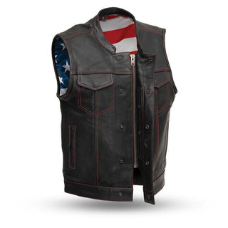 MKL - Born Free Men's Motorcycle Leather Vest-Men Motorcycle Vest-MKL Apparel-MKL Apparel Inc