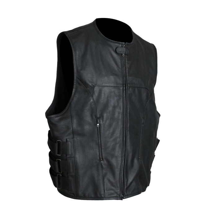 MKL - Rambo Men's Motorcycle Swat Style Leather Vest-Men Motorcycle Vest-Inland Leather-Inland Leather Co