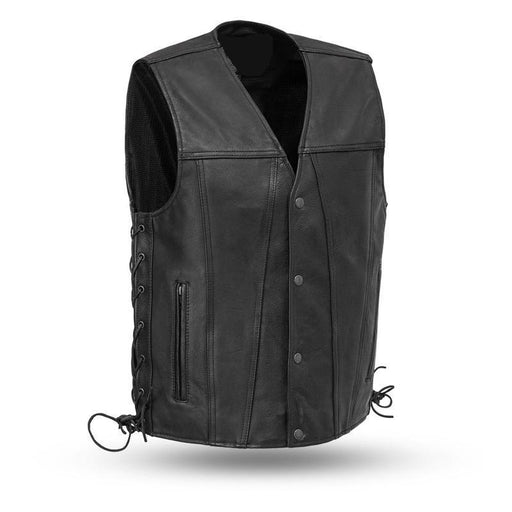 MKL - Gambler Men's Motorcycle Leather Vest-Men Motorcycle Vest-MKL Apparel-XS-Black-MKL Apparel Inc