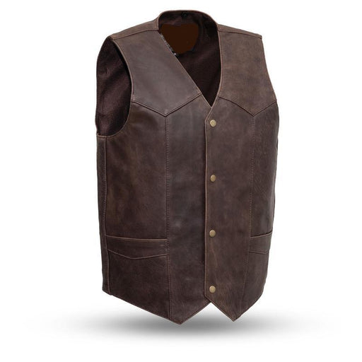 MKL - Texan Men's Motorcycle Western Style Leather Vest-Men Motorcycle Vest-MKL Apparel-S-Black-MKL Apparel Inc