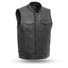 MKL - Shooter Men's Motorcycle Leather Vest-Men Motorcycle Vest-MKL Apparel-S-Black-MKL Apparel Inc