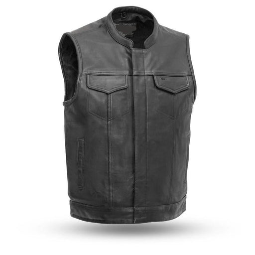 MKL - Shooter Men's Motorcycle Leather Vest-Men Motorcycle Vest-MKL Apparel-S-Black-MKL Apparel Inc