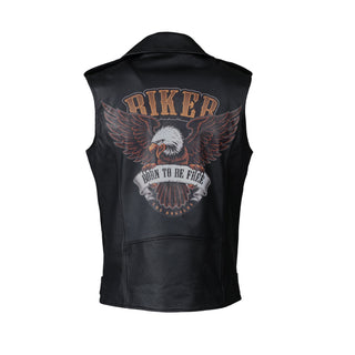 MKL - Wicked in Men's Motorcycle Leather Vest-Men Motorcycle Vest-Inland Leather-XS-Printed "Born to be Free"-Inland Leather Co