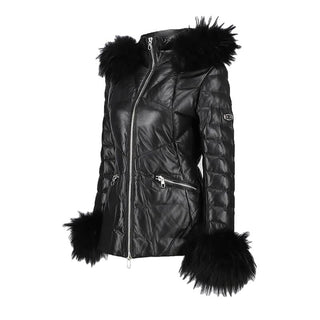 Mardi Gras Womens Fur Hooded Leather Jacket-Womens Leather Jacket-Inland Leather-Inland Leather Co.