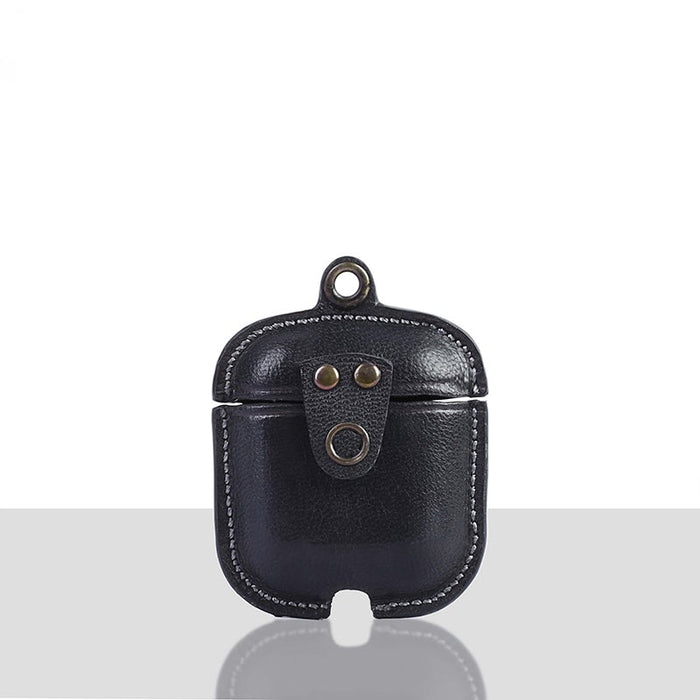 Marion Veg Tanned Leather Luxury Protective Cover Case for Apple Airpods 1 & 2-Airpod Cover-Inland Leather-Black-Inland Leather Co.