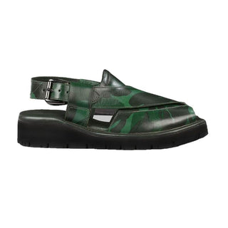 Marker Camo Mens Cowhide Genuine Eco Leather Sandals-Leather Sandal-Inland Leather-Green/Black-US 7/EU 39-Inland Leather Co.