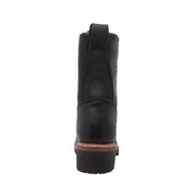 Men's 10" Black Fireman Logger Leather Boots-Mens Leather Boots-Inland Leather Co-Inland Leather Co