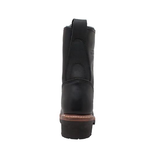 Men's 10" Black Fireman Logger Leather Boots-Mens Leather Boots-Inland Leather Co-Inland Leather Co