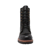 Men's 10" Black Fireman Logger Leather Boots-Mens Leather Boots-Inland Leather Co-Inland Leather Co