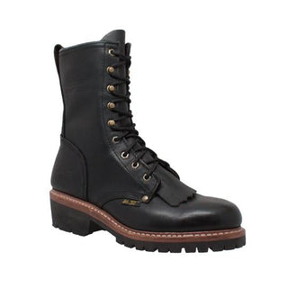 Men's 10" Black Fireman Logger Leather Boots-Mens Leather Boots-Inland Leather Co-7-Black-M-Inland Leather Co