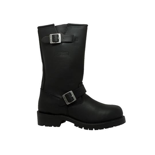 Men's 11" Engineer Boot Black Leather Boots-Mens Leather Boots-Inland Leather Co-Inland Leather Co