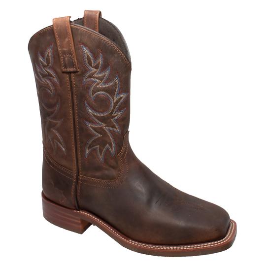 Men's 11" Western Sqaure Toe Brown Leather Boots-Mens Leather Boots-Inland Leather Co-8-Brown-M-Inland Leather Co