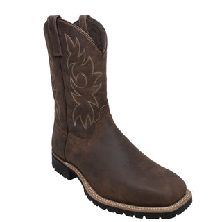 Men's 12" Steel Toe Work Western Brown Leather Boots-Mens Leather Boots-Inland Leather Co-Inland Leather Co