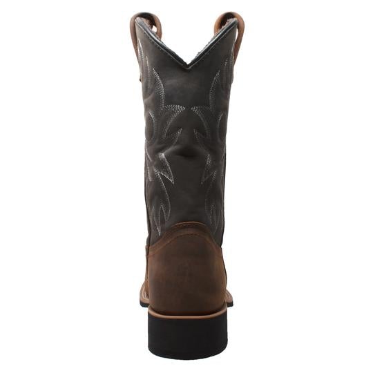 Men's 12" Work Western Square Toe Black/Brown Leather Boots-Mens Leather Boots-Inland Leather Co-Inland Leather Co
