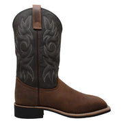 Men's 12" Work Western Square Toe Black/Brown Leather Boots-Mens Leather Boots-Inland Leather Co-Inland Leather Co
