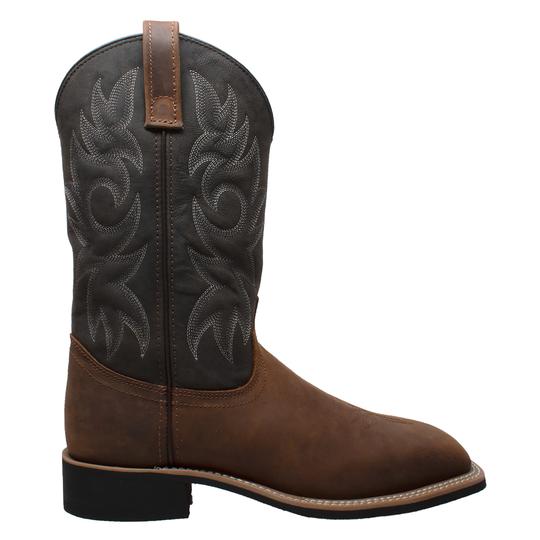 Men's 12" Work Western Square Toe Black/Brown Leather Boots-Mens Leather Boots-Inland Leather Co-Inland Leather Co