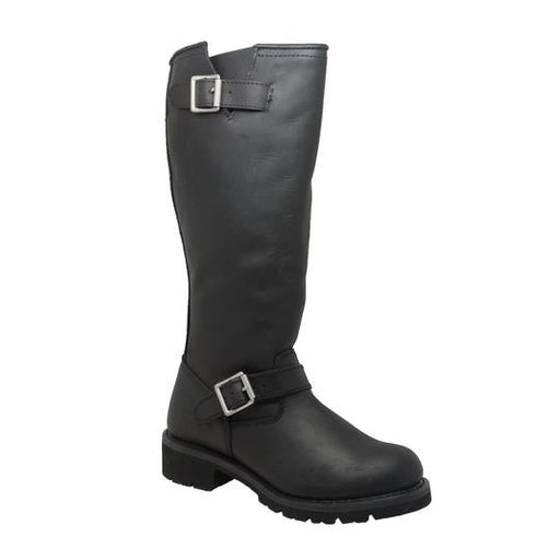 Men's 16" Black Engineer Biker Leather Boots-Mens Leather Boots-Inland Leather Co-7-Black-M-Inland Leather Co