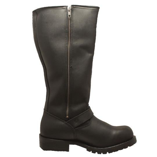 Men's 16" Black Engineer Zipper Biker Leather Boots-Mens Leather Boots-Inland Leather Co-Inland Leather Co