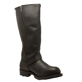 Men's 16" Black Engineer Zipper Biker Leather Boots-Mens Leather Boots-Inland Leather Co-7-Black-M-Inland Leather Co