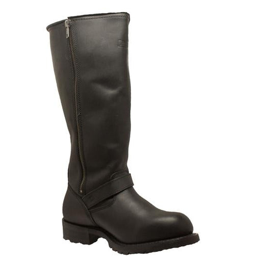 Men's 16" Black Engineer Zipper Biker Leather Boots-Mens Leather Boots-Inland Leather Co-7-Black-M-Inland Leather Co