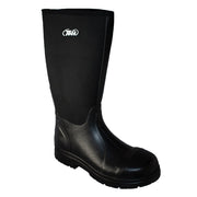 Men's 16" Cement Rubber Boot Steel Toe Black Leather Boots-Mens Leather Boots-Inland Leather Co-Inland Leather Co