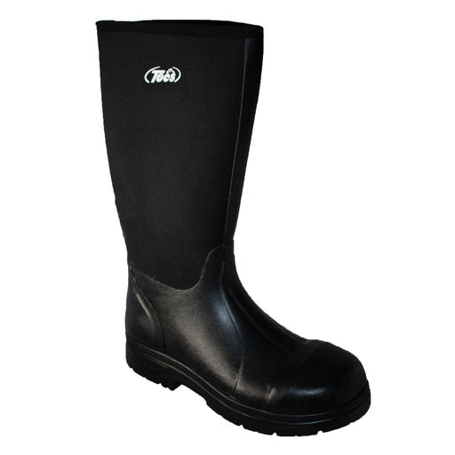 Men's 16" Cement Rubber Boot Steel Toe Black Leather Boots-Mens Leather Boots-Inland Leather Co-Inland Leather Co
