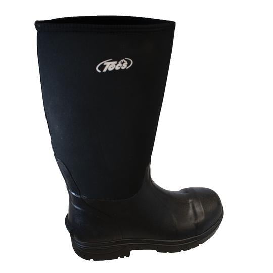 Men's 16" Cement Rubber Boot Steel Toe Black Leather Boots-Mens Leather Boots-Inland Leather Co-Inland Leather Co