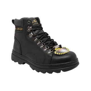 Men's 6" Black Steel Toe Hiker Leather Boots-Mens Leather Boots-Inland Leather Co-7.5-Black-M-Inland Leather Co