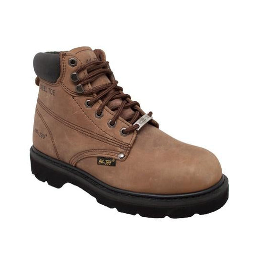 Men's 6" Brown Steel Toe Work Leather Boots-Mens Leather Boots-Inland Leather Co-7-Brown-M-Inland Leather Co