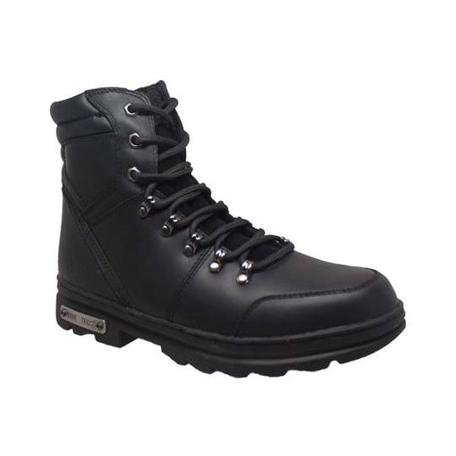 Men's 6" Reflective Biker Black Leather Boots-Mens Leather Boots-Inland Leather Co-8-Black-M-Inland Leather Co