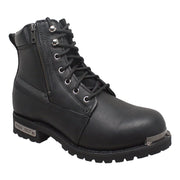 Men's 6" Reflective Double Zipper Biker Black Leather Boots-Mens Leather Boots-Inland Leather Co-Inland Leather Co