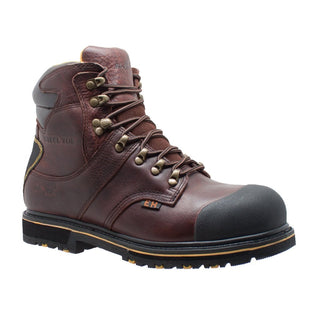 Men's 6" Steel Toe Waterproof Work Boots Dark Brown Leather Boots-Mens Leather Boots-Inland Leather Co-Inland Leather Co