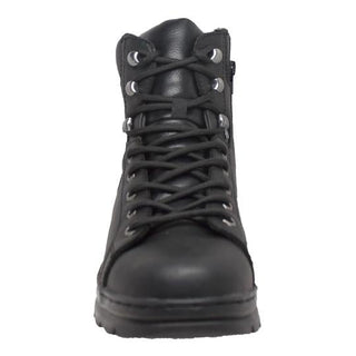 Men's 6" Zipper Lace Biker Boot Black Leather Boots-Mens Leather Boots-Inland Leather Co-Inland Leather Co