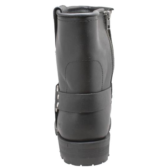 Men's 7" Side Zipper Harness Boot Black Leather Boots-Mens Leather Boots-Inland Leather Co-Inland Leather Co