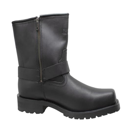 Men's 7" Side Zipper Harness Boot Black Leather Boots-Mens Leather Boots-Inland Leather Co-Inland Leather Co