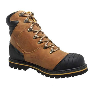 Men's 7" Steel Toe Work Boot Light Brown Leather Boots-Mens Leather Boots-Inland Leather Co-7.5-Light Brown-M-Inland Leather Co