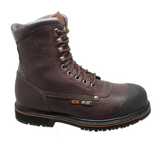 Men's 8" Steel Toe Work Boot Dark Brown Leather Boots-Mens Leather Boots-Inland Leather Co-Inland Leather Co