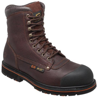 Men's 8" Steel Toe Work Boot Dark Brown Leather Boots-Mens Leather Boots-Inland Leather Co-8-Dark Brown-M.-Inland Leather Co