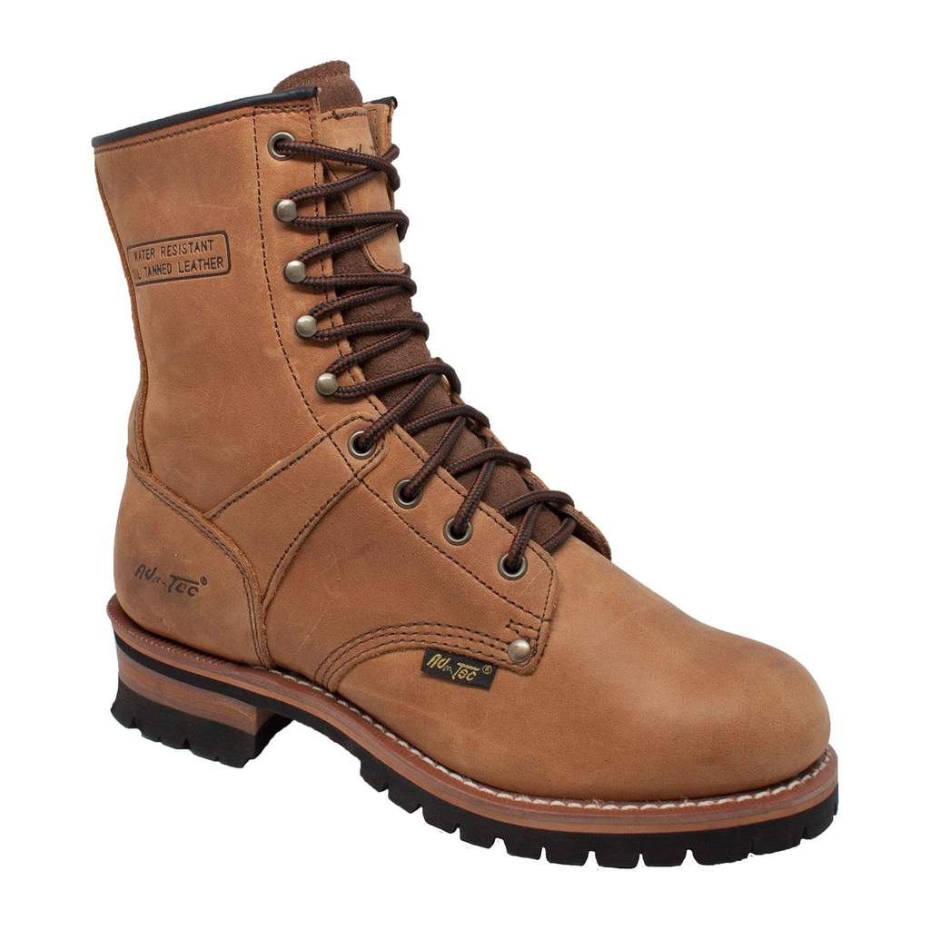 Men's 9" Brown Logger Leather Boots-Mens Leather Boots-Inland Leather Co-6-Brown-M-Inland Leather Co
