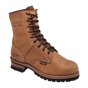 Men's 9" Brown Logger Leather Boots-Mens Leather Boots-Inland Leather Co-6-Brown-M-Inland Leather Co