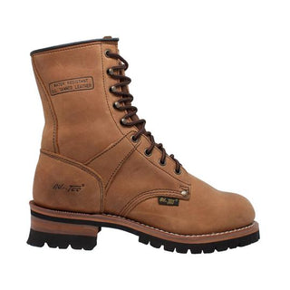 Men's 9" Brown Steel Toe Logger Leather Boots-Mens Leather Boots-Inland Leather Co-Inland Leather Co