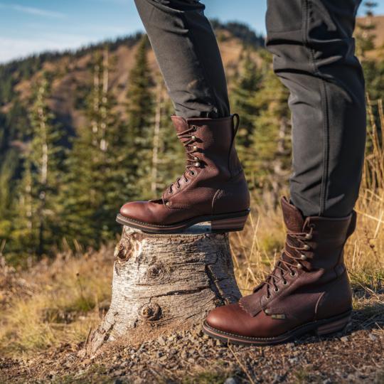 Men's 9" Chestnut Packer Leather Boots-Mens Leather Boots-Inland Leather Co-Inland Leather Co