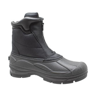 Mens Black Nylon Zipper Winter Leather Boots-Mens Leather Boots-Inland Leather Co-8-Black-M-Inland Leather Co