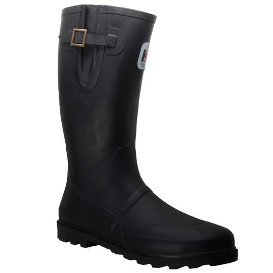 Men's Expandable Calf Rubber Boot Black Leather Boots-Mens Leather Boots-Inland Leather Co-8-Black-M-Inland Leather Co